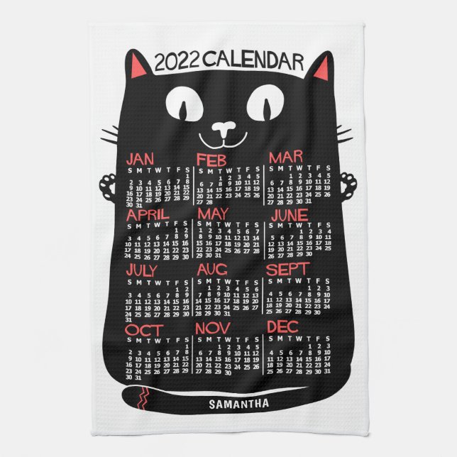 Kalender 2022 (se beskrivning för ny version) kökshandduk (Vertikal)
