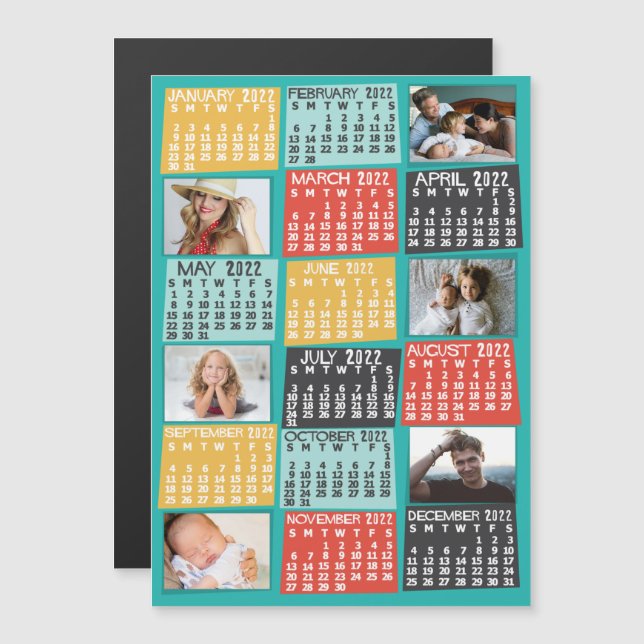 Kalender 2022 (se beskrivning för ny version) magnetisk inbjudningskort (Fram/baksida)