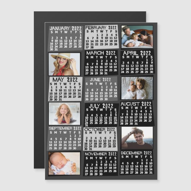 Kalender 2022 (se beskrivning för ny version) magnetisk inbjudningskort (Fram/baksida)