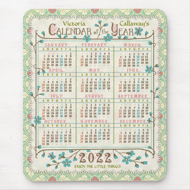 Kalender 2022 (se beskrivning för ny version) musmatta (Framsidan)
