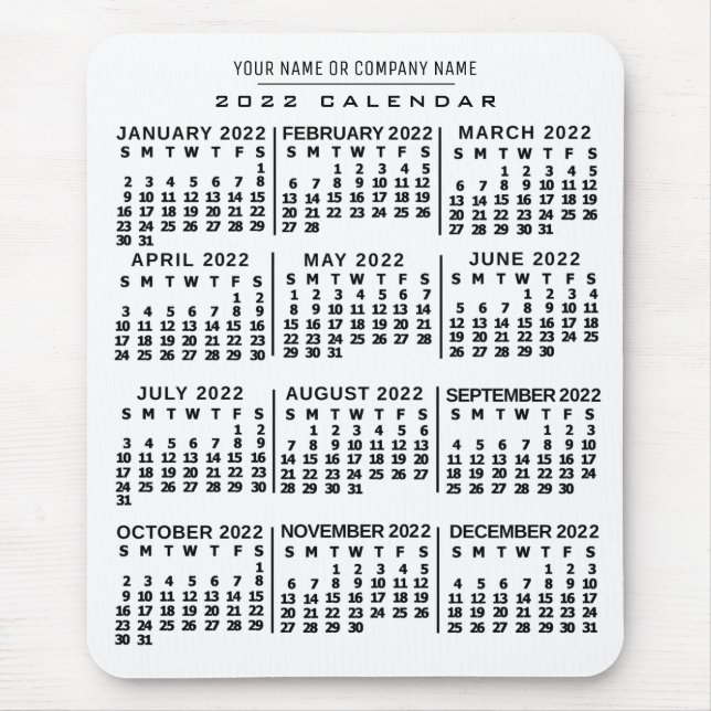 Kalender 2022 (se beskrivning för ny version) musmatta (Framsidan)