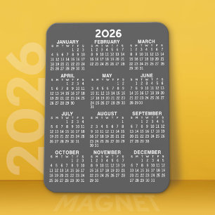 Kalender 2023 - Basic Grått Mini Calendar Magnet