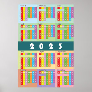 kalender 2023 färgdagar vecka månad poster
