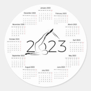 Kalender 2023 för Pilatinstruktör Large Clock Runt Klistermärke