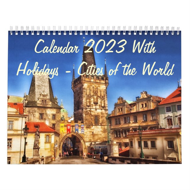 Kalender 2023 med Helgdagar - städer i världen (Omslag)