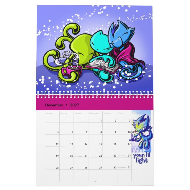 Kalender 2023: Motivational, Cat, Dragon, Octopus (Dec 2027)