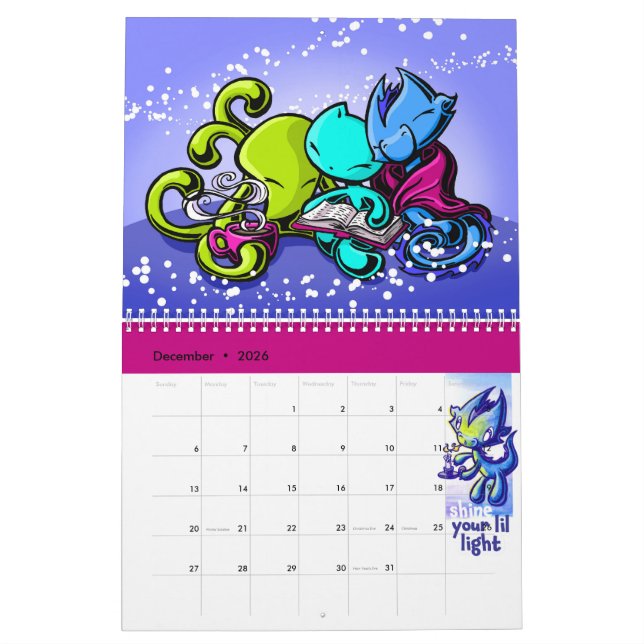 Kalender 2023: Motivational, Cat, Dragon, Octopus (Dec 2026)