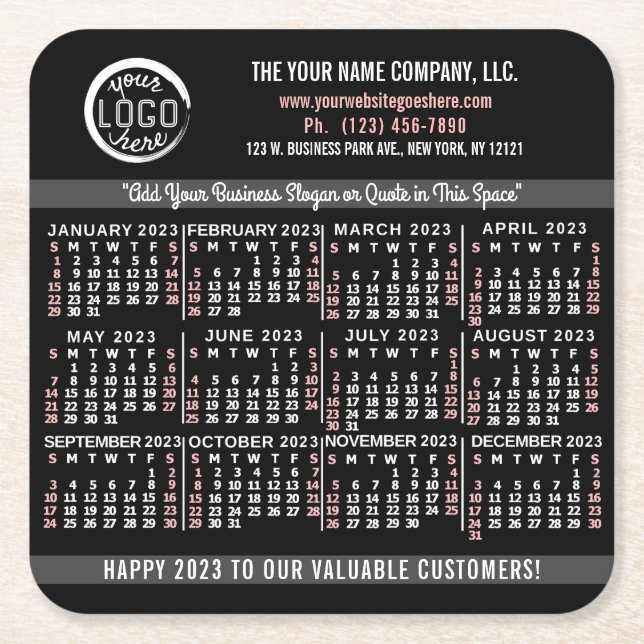 Kalender 2023 (se beskrivning för nyaste version) underlägg papper kvadrat (Framsidan)