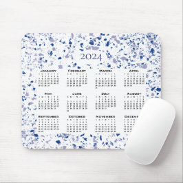 Kalender 2024 Blue White Grått Terrazzo Modern Musmatta