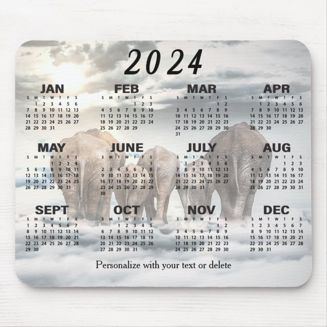 Kalender 2024 - familjen Elephant Butt Musmatta (Framsidan)
