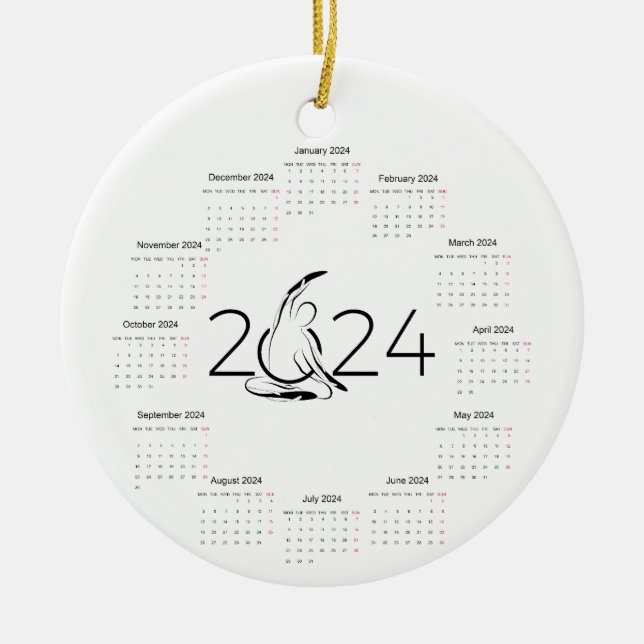 Kalender 2024 för Pilatinstruktör Julgransprydnad Keramik (Framsidan)