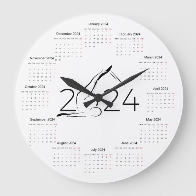 Kalender 2024 för Pilatinstruktör Stor Klocka (Framsida)