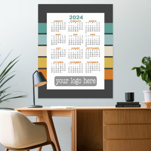 Kalender 2024 - grundläggande svartvit minimal poster