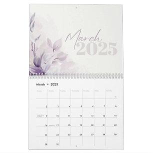 Kalender 2025 Blommigt Lila Watercolor