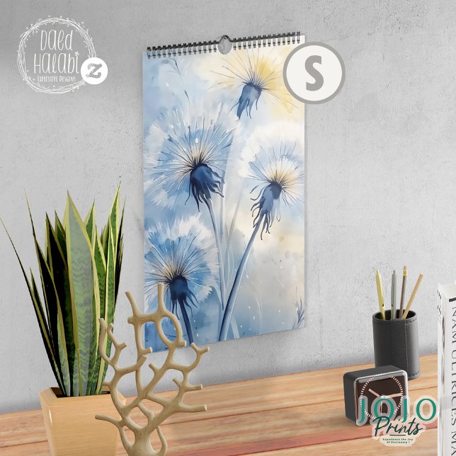 Kalender 2025 - Dandelions nedersta bakgrund (Calendar 2025 Dandelion Flower Background - small)