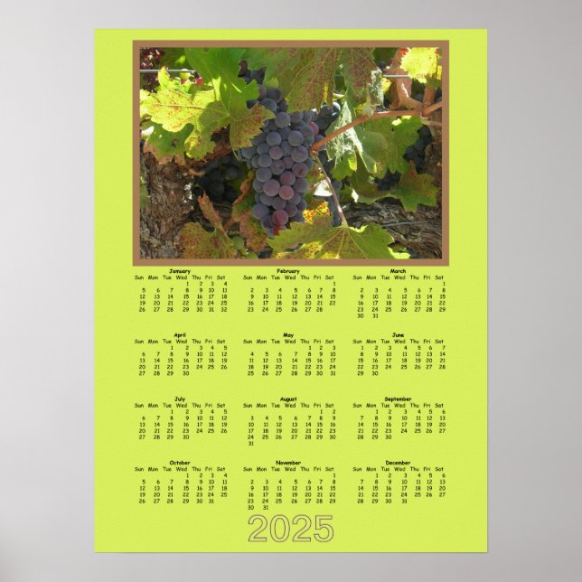 Kalender - 2025 Druvor på vinrankan Poster (Framsidan)