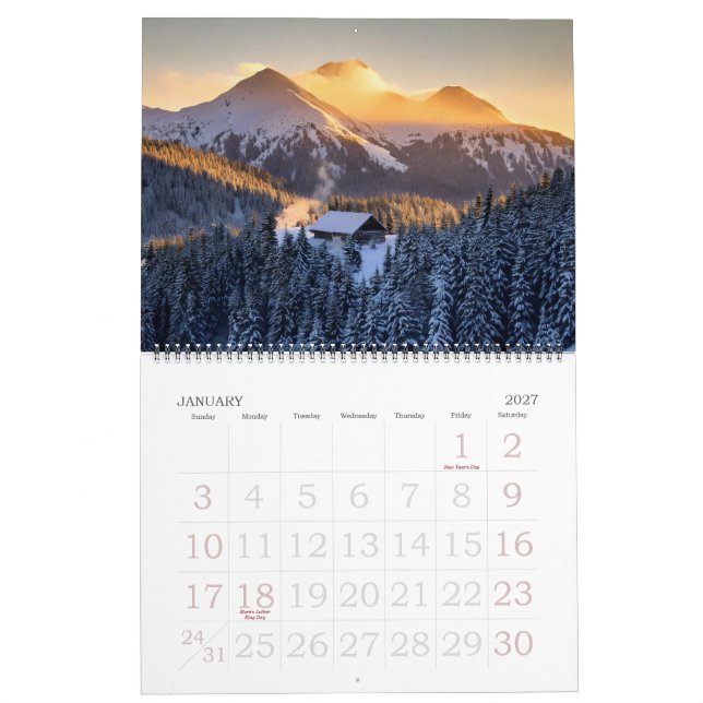 Kalender 2025 liggande (Jan 2027)
