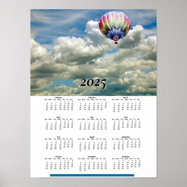 Kalender 2025 - Luftballong i moln Poster (Framsidan)