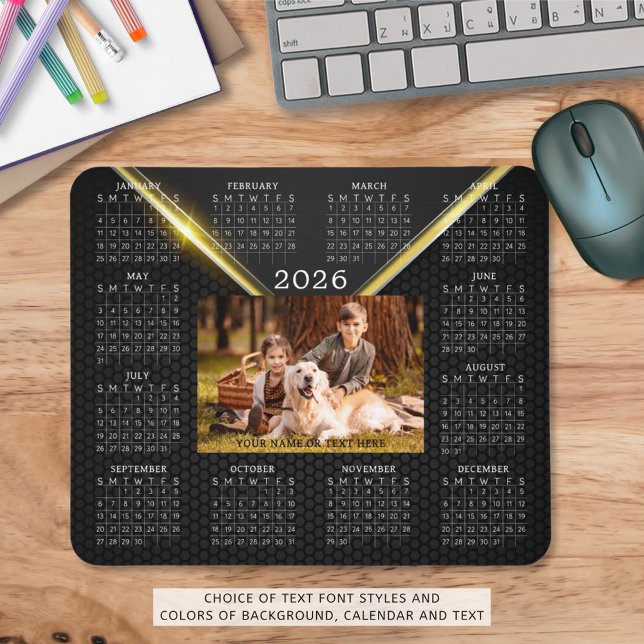 Kalender 2026 Ett foto Namn Black Guld Musmatta (Skapare uppladdad)