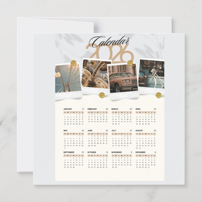 Kalender 2026 magnetisk inbjudningskort (Framsida)