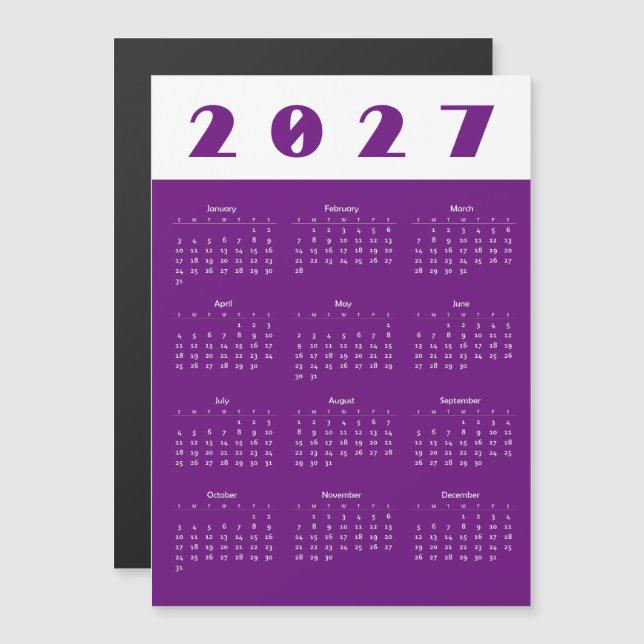 Kalender 2027 (Fram/baksida)