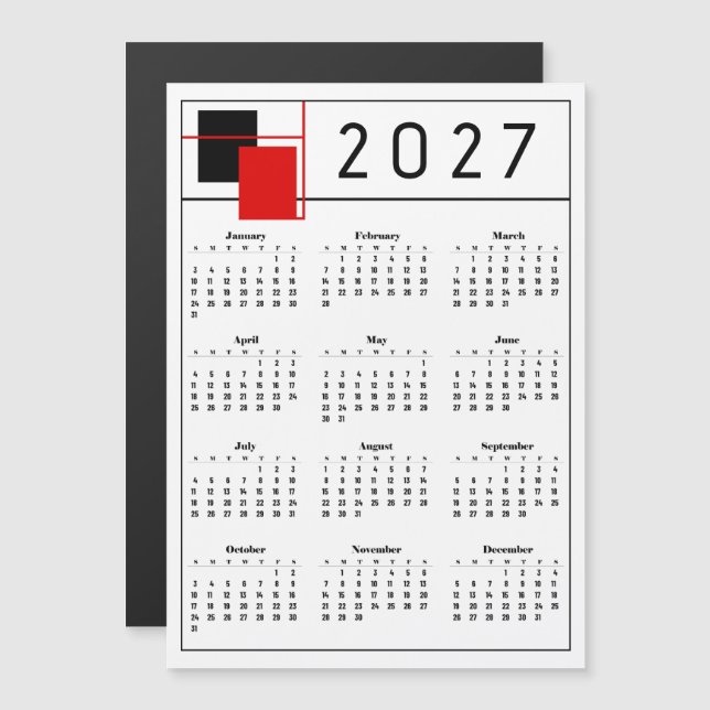 Kalender 2027 (Fram/baksida)