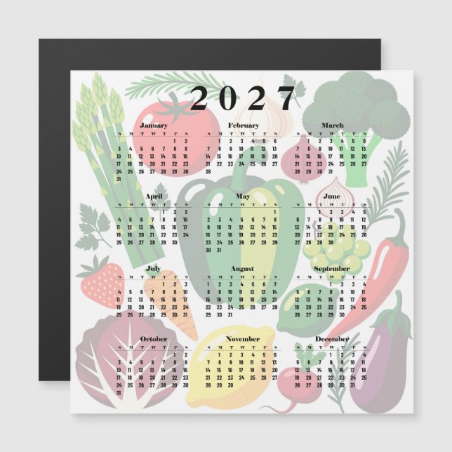 Kalender 2027 Grönsaker (Fram/baksida)