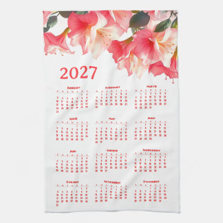 Kalender 2027 med blommor kökshandduk