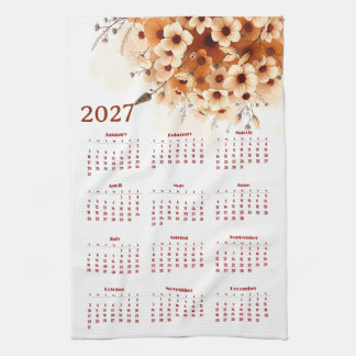Kalender 2027 med blommor kökshandduk