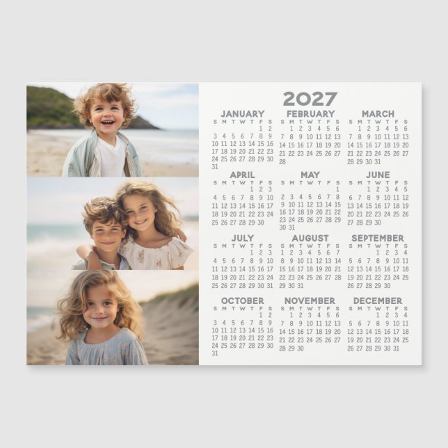 Kalender - 3 bilder - Basic Grey Vit Magnet (Framsida)