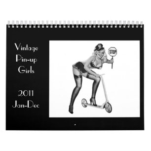 Kalender 5 Vintagars upp-flickorna 2011 Jan-Dec