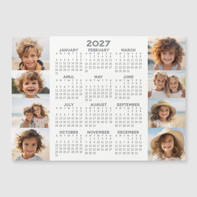 Kalender - 8 bilder - Basic Grey vit magnet (Framsida)