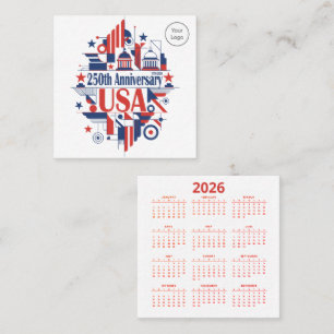 Kalender Amerikas 250-årsjubileum Fyrkantigt Visitkort