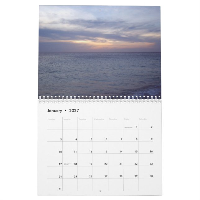 Kalender av Aruba solnedgångar (Jan 2027)