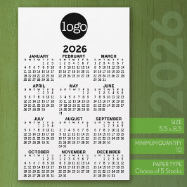 Kalender - Basic Black White Minimal Brevpapper