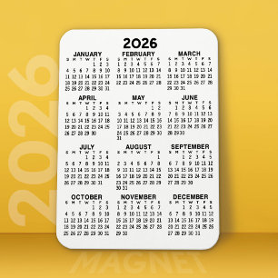 Kalender - Basic Minimal Black and White Magnet