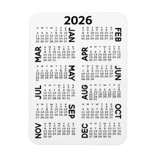 Kalender - Basic Minimal Black and White Magnet