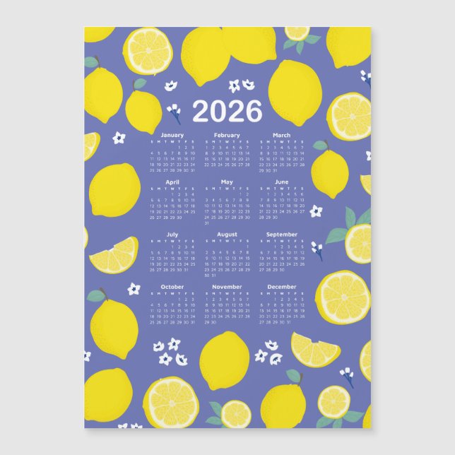 Kalender Citrus Lemon Mönster 2026 (Framsida)