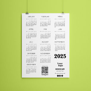 Kalender Deutsch 2025 års Fullt - kalenderkod Qr Inbjudningar