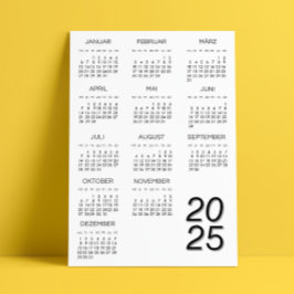 Kalender Deutsch 2025, svart och vitt Inbjudningar