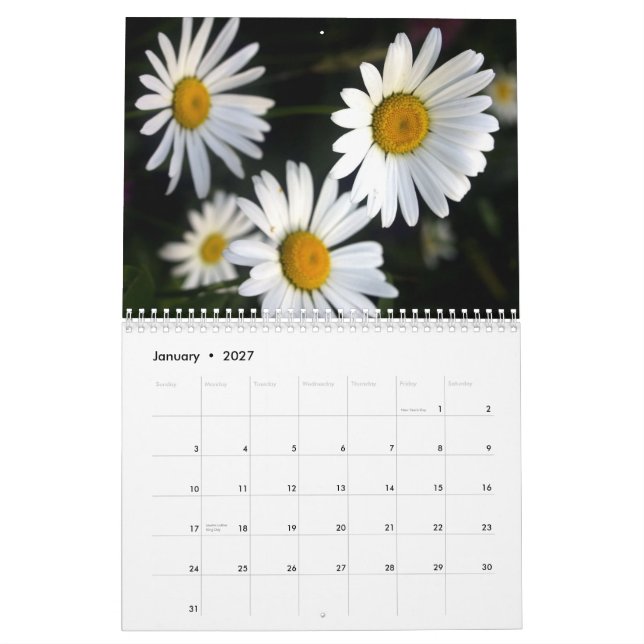 Kalender för 2012 blomma (Jan 2027)