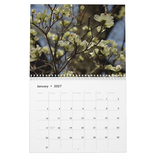 Kalender för 2012 blomma (Jan 2027)