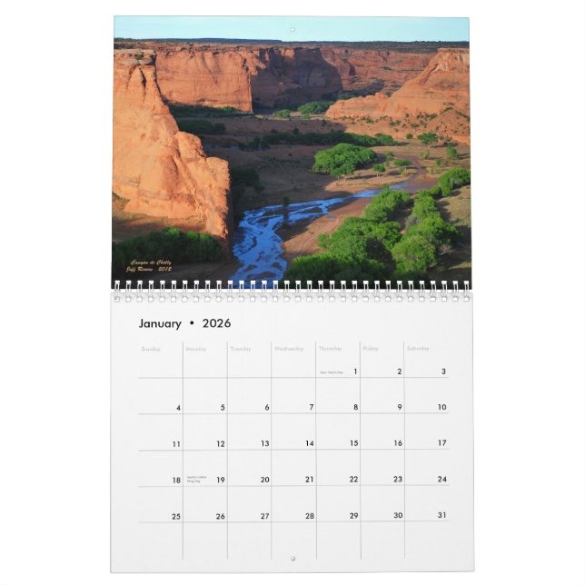 Kalender för _2013 för Arizona röd stenland (Jan 2026)