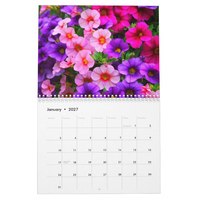 Kalender för 2015 blommor (Jan 2027)