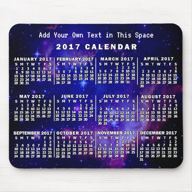 Kalender för 2017 (se beskrivning för ny version) musmatta (Framsidan)
