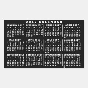 Kalender för 2017 (se beskrivning för ny version) rektangulärt klistermärke