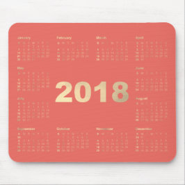 Kalender för 2018 koral Faux Guld Metallic Minimal Musmatta
