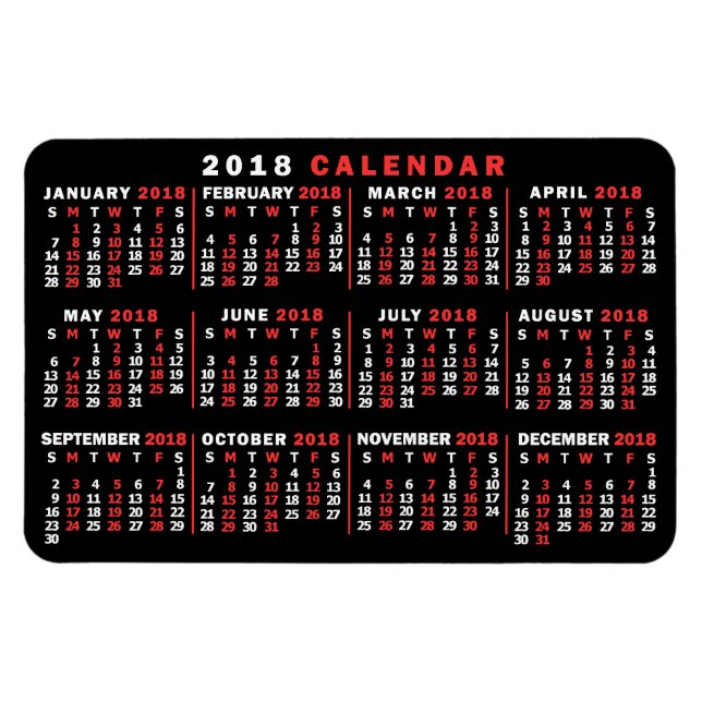 Kalender för 2018 (se beskrivning för ny version) magnet (Horisontell)