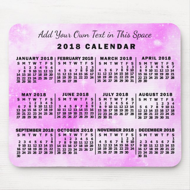 Kalender för 2018 (se beskrivning för ny version) musmatta (Framsidan)