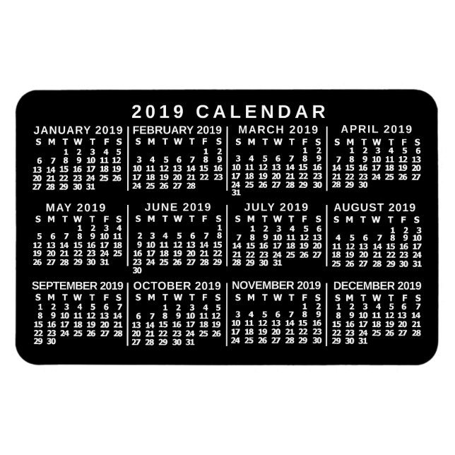 Kalender för 2019 (se beskrivning för ny version) magnet (Horisontell)